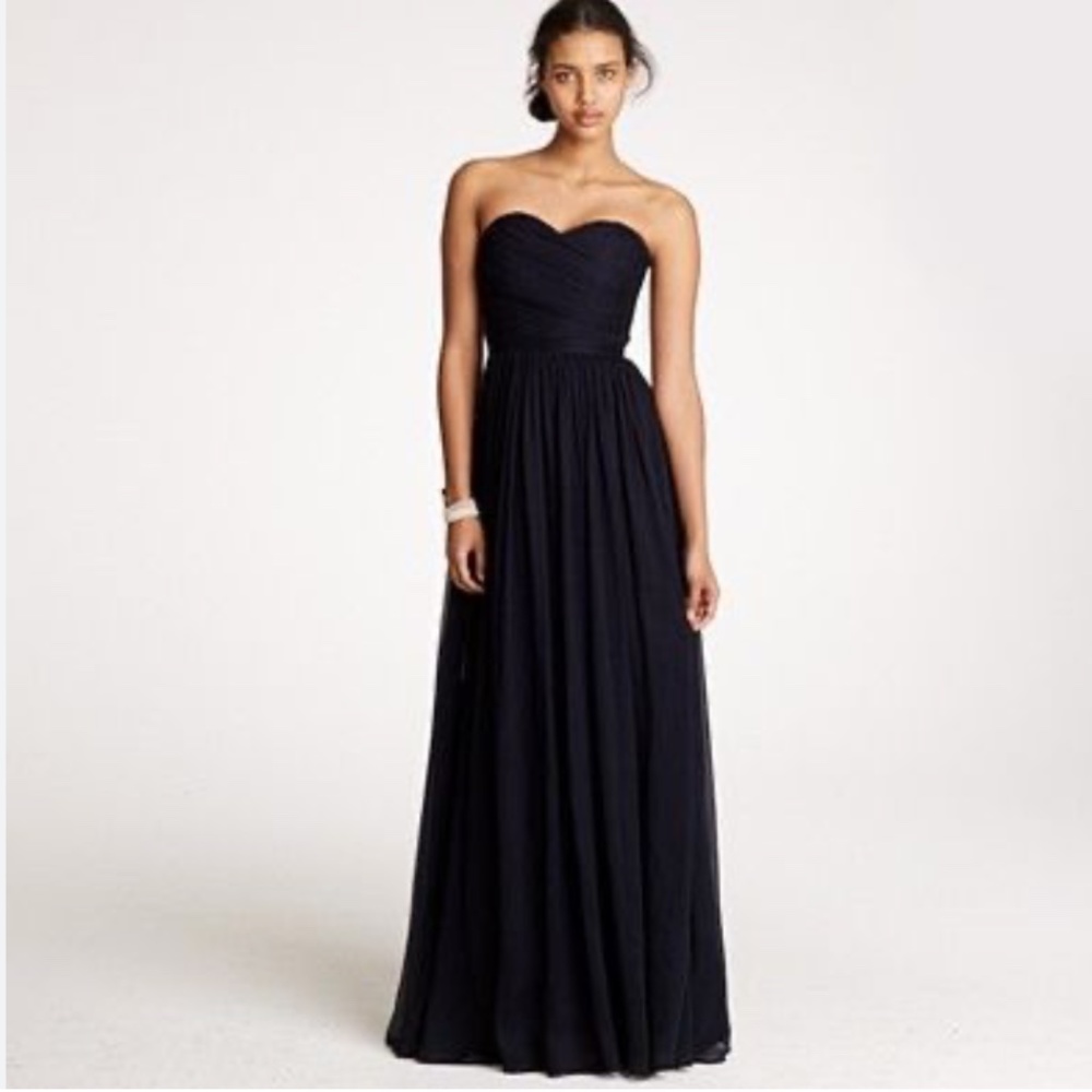 J.Crew 100% Silk Strapless Black Arabelle Dress - Petite 0